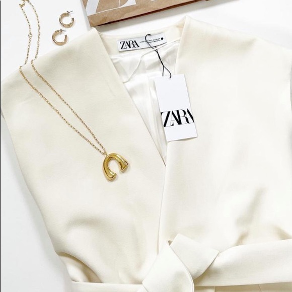 Zara Cream Sleeveless Belted Oversized Vest M/L - Picture 7 of 9